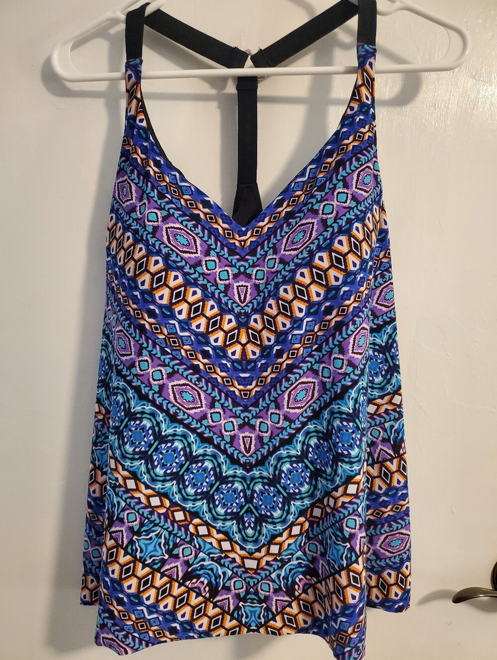 Swim Tank Top - Multicolor Geometric Design